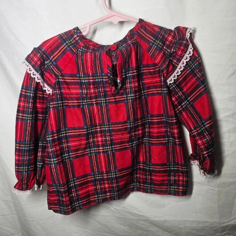 Vintage 90s 2000s red plaid disney girls dress